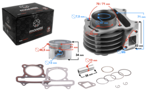 Cylinder Moretti do skutera 4T 80cc 139QMB