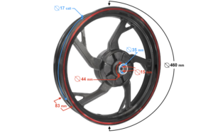 Felga tylna 2,5/17 do motoroweru FR 2 czarna