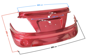 Obudowa tylna skuter Tres czerwona