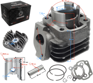 Cylinder i głowica do skutera 2T 50cc 1PE40QMB sw.10mm
