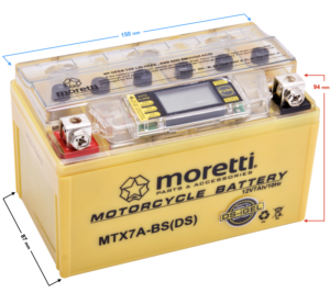 Akumulator Moretti AGM (I-Gel) MTX7A-BS ze wskaźnikiem