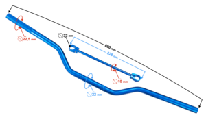 Kierownica uniwersalna naked cross 22mm niebieska