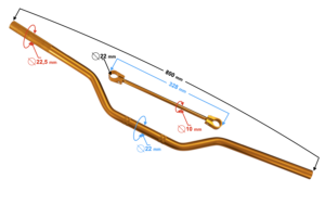 Kierownica uniwersalna naked cross 22mm złota
