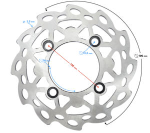 Tarcza hamulca tylego 190mm x 100mm x 76mm Cross 125
